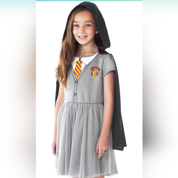 Wizarding World Other - Harry Potter Hogwarts Girls Youth Costume Dress with Cloak Gray